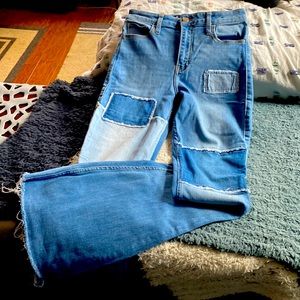 Hollister high rise patchwork bell bottom jeans